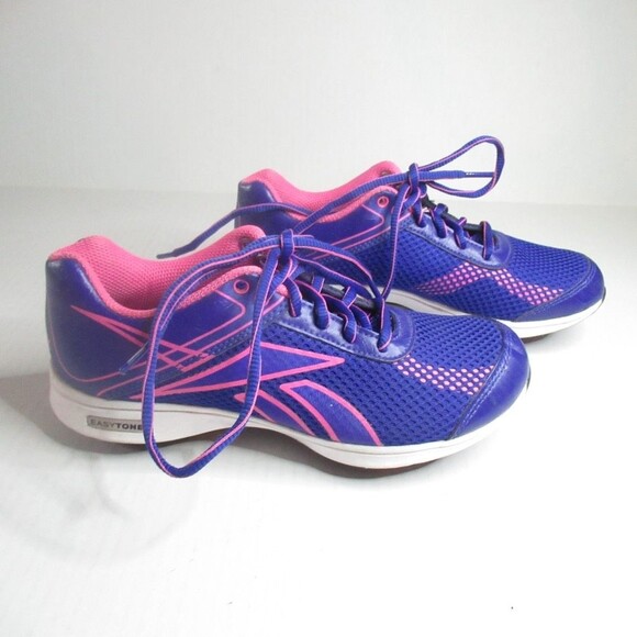 Reebok Womens Easytone Sneakers Shoes Purple 107342939 Walking Geometric Mesh 5M - Picture 1 of 7
